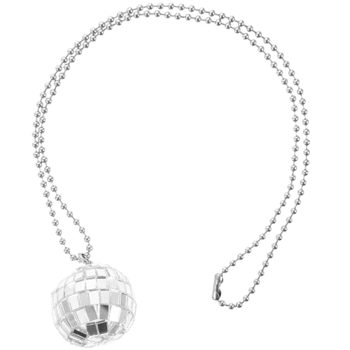 WEKAMOS Disco Ball Halskette für Damen Dekorative Neonlichter Schmuckstück für Partys Langlebig Stilvolles Vintage Design mit Farbenfrohem Anhänger für Feierliche Anlässe von WEKAMOS