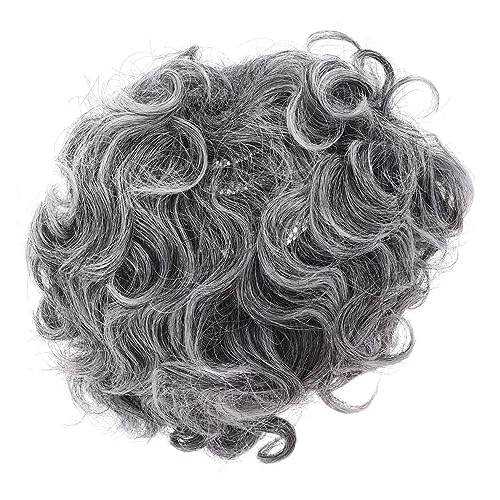 WEKAMOS Graue Lockige Old Lady Perücke Synthetische Cosplay Perücke Damen Party Kostüm Zubehör Bühnenauftritt von WEKAMOS
