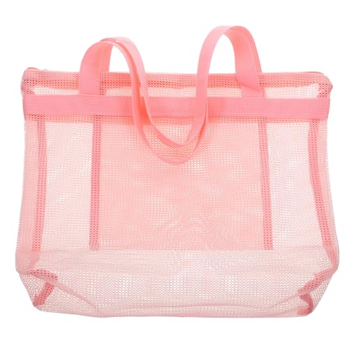 WEKAMOS Große Mesh Strandtasche Damen mit Reißverschluss Leichte Tragbare Badetasche für Outdoor Schwimmen und Reisen Praktische Handtasche mit Netzstruktur für Strand und Urlaub von WEKAMOS