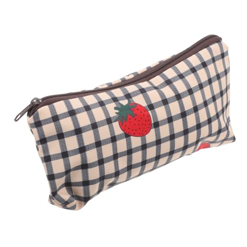 WEKAMOS Großer Erdbeer Bleistiftbeutel mit Viel Stauraum Kompakte Federtasche für Stifte Lineale Scheren Tragbar für Schule Büro Geeignet für Schüler Studenten Künstler und Erwachsene von WEKAMOS