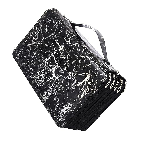 WEKAMOS Großes Federmäppchen mit Mehreren Fächern Multifunktional Tragbar Langlebig für Stifte Schulbedarf Zeichenzubehör Geeignet für Schüler und Künstler Schwarze Aufbewahrungstasche von WEKAMOS