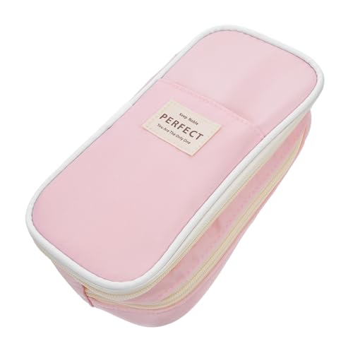 WEKAMOS Großes Federmäppchen mit Reißverschluss Großer Kapazität Organizer mit Fächern Tragbare Schreibwarenbox für Schule und Büro Rosa Mäppchen für Jugendliche und Erwachsene von WEKAMOS