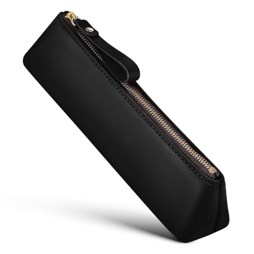WEKAMOS Handgefertigtes Kleines Leder Mäppchen mit Reißverschluss Schlankes Federmäppchen für Schule und Reise Stilvolle Stiftetasche aus Rindsleder Langlebig und Praktisch von WEKAMOS