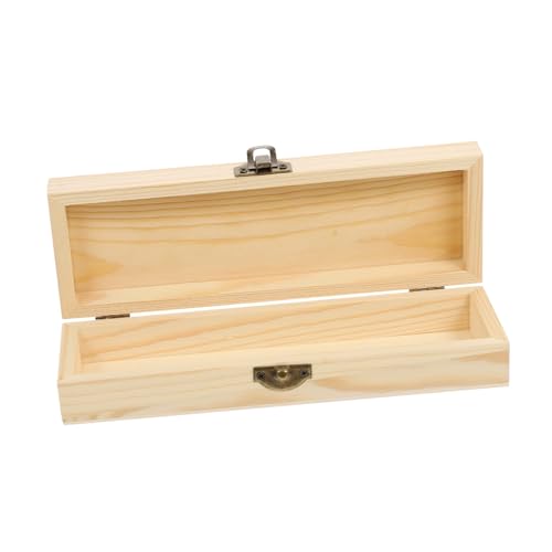 WEKAMOS Holz Stiftebox Pencil Box Langlebige Praktische Aufbewahrungsbox für Schüler Rechteckige Organizer Box für Stifte Radierer und Schreibwaren Robustes DIY Holz Design für Schule und von WEKAMOS