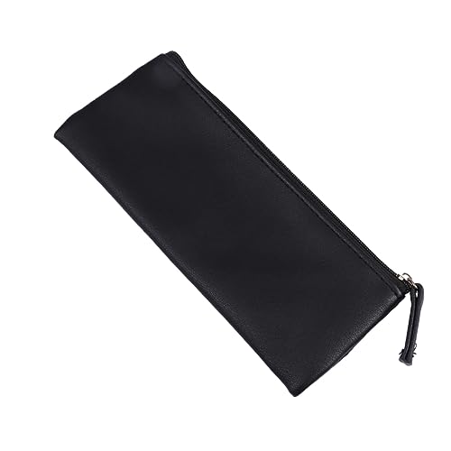 WEKAMOS PU Leder Stiftetui für Minimalistischer Stiftehalter Vielseitige Schreibwaren Aufbewahrungstasche Kosmetiktasche Schwarz mit Reißverschluss für Schule von WEKAMOS