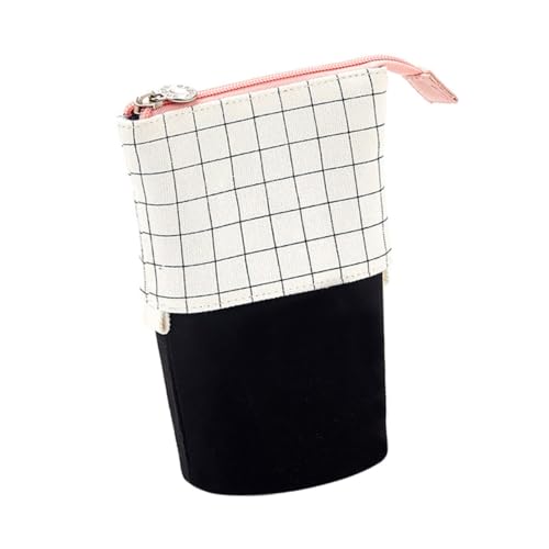 WEKAMOS Plaid Federmäppchen aus Robustem Canvas Vielseitige Stifttasche mit Fächern und Langlebig für Schule Büro und Künstlerbedarf Platzsparend dem Schreibtisch von WEKAMOS