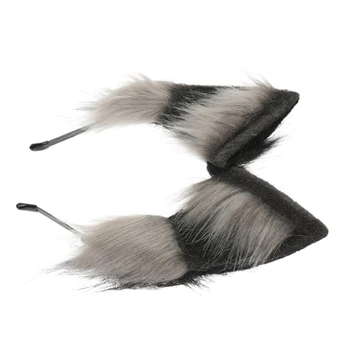 WEKAMOS Plüsch Wolf Ohr Haarband Weiches Bequemes Cosplay Stirnband mit Realistischen Tierohren Leichtes Kopfband für Alltag Party Halloween und Fotorequisiten Schwarz von WEKAMOS