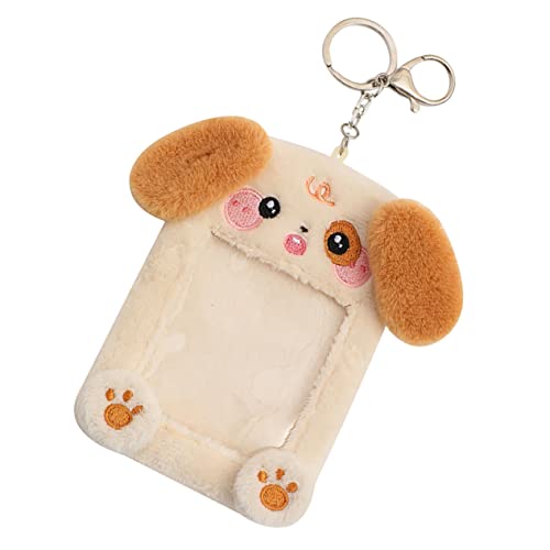 WEKAMOS Plüschtier-Kartenhalter-Schlüsselanhänger Inhaber Name Produkt Karikatur kartenhalter brieftaschen kartenhalter Abzeichenhalter Halter Schlüsselanhänger Stoff Light Brown von WEKAMOS