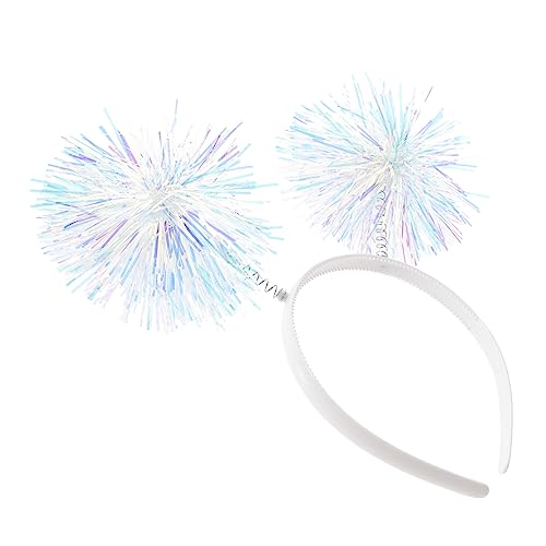 WEKAMOS Pompom Stirnband für Frauen Flexibles Haarschmuck Accessoire für Geburtstagsfeiern Neujahr und Valentinstag Kopfbedeckung mit Glitzerbällen für Partys und Fotos von WEKAMOS