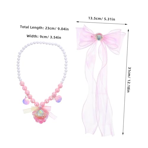 WEKAMOS Schmuck Für Ohrringe Muschelschmuck Mädchen Charm Halskette Prinzessinnenschmuck Meerjungfrau Kostümschmuck Mädchen Accessoire Set Kinderschmuck Für Kunststoff von WEKAMOS
