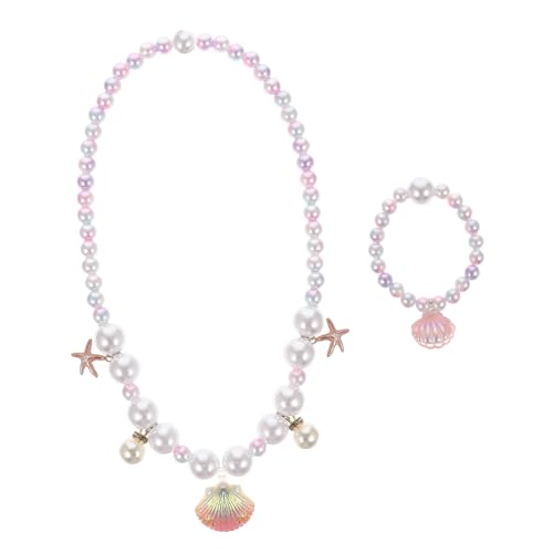 WEKAMOS Schmuckset Perlen Armband und Halskette für Mädchen Meerjungfrau Design Teiliges in Modisch und Langlebig für Kleine Mädchen und Kleinkinder von WEKAMOS
