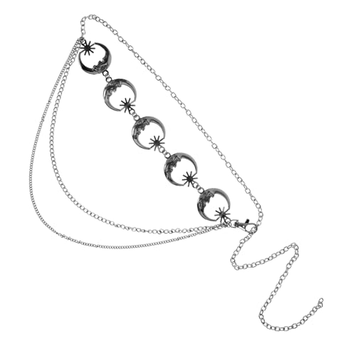 WEKAMOS Verstellbare Metall Taillenkette Damen Hüftkette mit Mond Sternanhängern Zinklegierung Modisches Körper schmuck accessoire Komfortabel und Dehnbar für Kleider und Jeans von WEKAMOS