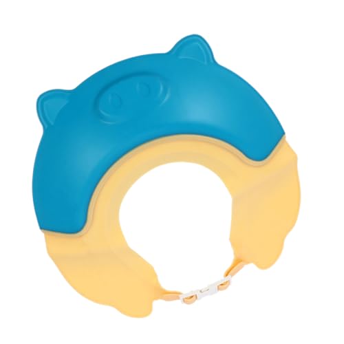 WEKAMOS Verstellbarer Badeschutz Shampoo Hut mit Ohrenschutz Wasserdichte Duschhaube für Sicheres Haarewaschen und Komfortables Baden in Gelb Blau von WEKAMOS