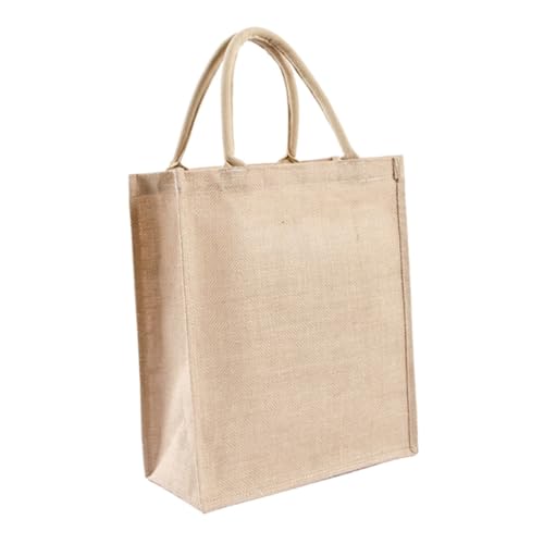 WEKAMOS Wasserdichte Jute Einkaufstasche Robuste Einkaufstasche mit PE Beschichtung Wiederverwendbare Strapazierfähige Tragetasche für Obst Snacks Bücher und Alltag von WEKAMOS