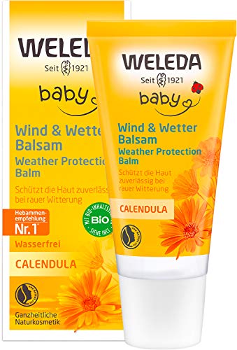 WELEDA Bio Baby Calendula Wind und Wetter Balsam, Naturkosmetik Gesichtscreme und Handcreme für den Schutz von trockener Haut vor rauer Witterung und Kälte (1 x 30 ml) | 30 ml (1er Pack) von WELEDA