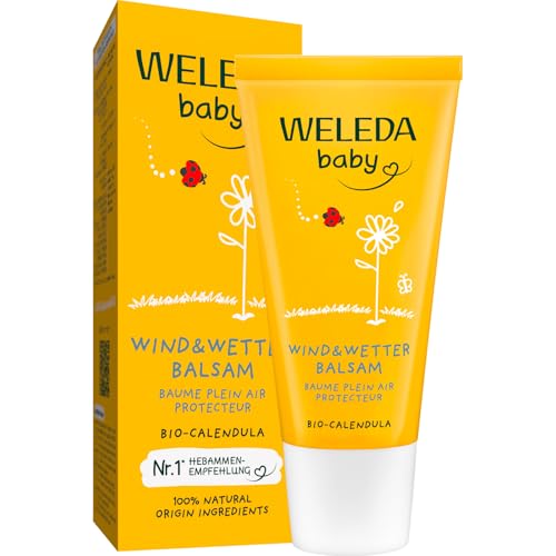 WELEDA Bio Baby Calendula Wind & Wetter Balsam - Naturkosmetik Gesichtscreme & Handcreme mit Mandelöl & Sesamöl zum Schutz empfindlicher & trockener Baby Haut vor rauer Witterung & Kälte (1x 30 ml) von Weleda