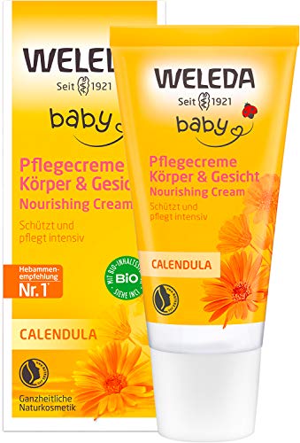 WELEDA Bio Baby Calendula Pflegecreme Körper & Gesicht 30ml - Naturkosmetik Gesichtscreme / Hautcreme mit Sesamöl & Lanolin zur Pflege trockener Haut. Babypflege Feuchtigkeitscreme für Babys & Kinder von WELEDA