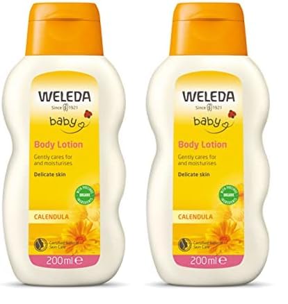 WELEDA Bio Baby Calendula Pflegemilch, Naturkosmetik Körpermilch zur Pflege und Reinigung von trockener Haut, Pflegelotion für Babys und Kleinkinder (1 x 200 ml) (Packung mit 2) von WELEDA