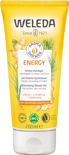 WELEDA Bio Energy Duschgel vegan - Naturkosmetik Aroma Shower Duschseife für Frauen & Männer mit Ingwer / Zedernholz Duft, Natürliche Hautpflege Dusche zur Reinigung von Gesicht & Körper (1x 200ml) von Weleda