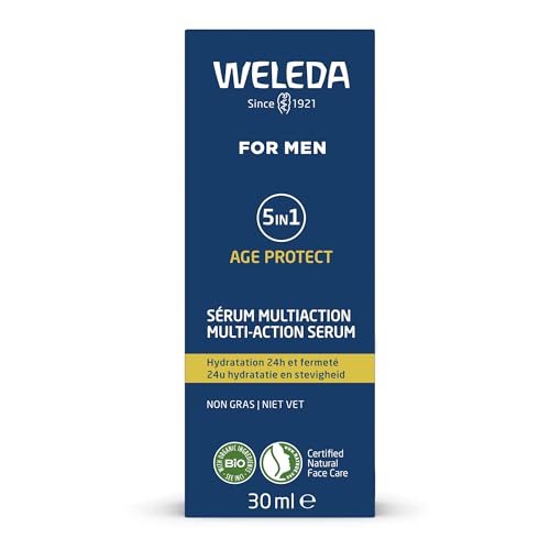 WELEDA Bio FOR MEN 5in1 Multi Action Serum - Naturkosmetik Anti Aging Männer Gesichtspflege Konzentrat mindert Falten & strafft. Herren Gesichtsserum mit Aloe Vera & Granatapfelsaft (vegan / 30ml) von WELEDA