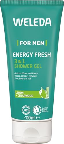 WELEDA Bio For Men 3in1 Duschgel & Shampoo Energy Fresh - Naturkosmetik Männer Duschseife & Haarpflege mit Zitrone & Zedernholz Duft. Shower Gel zur Reinigung von Gesicht, Körper & Haar (1x 200ml) von Weleda