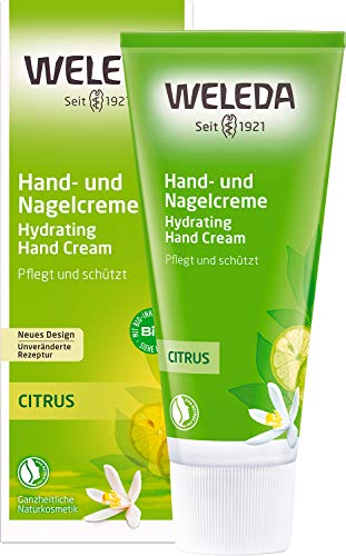 WELEDA Bio Handcreme Citrus - 2in1 Naturkosmetik Handpflege / Nagelpflege Creme für trockene Hände & brüchige Nägel, Nachhaltige Unisex Feuchtigkeitscreme mit Zitrone & Litsea Cubeba Duft (1x50ml) von WELEDA