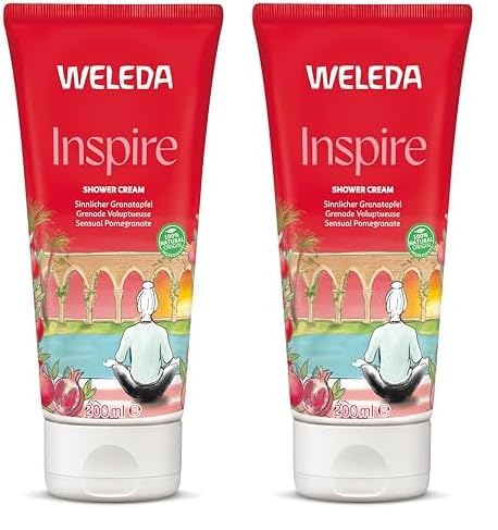 WELEDA Bio Inspire Duschgel vegan - Naturkosmetik Granatapfel Duschseife für Frauen & Männer mit Orange/Vanille Duft, Natürliche Hautpflege Dusche zur Reinigung von Gesicht & Körper (1x 200ml) von Weleda