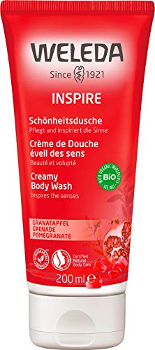 WELEDA Bio Inspire Duschgel vegan - Naturkosmetik Granatapfel Duschseife für Frauen & Männer mit Orange / Vanille Duft, Natürliche Hautpflege Dusche zur Reinigung von Gesicht & Körper (1x 200ml) von WELEDA