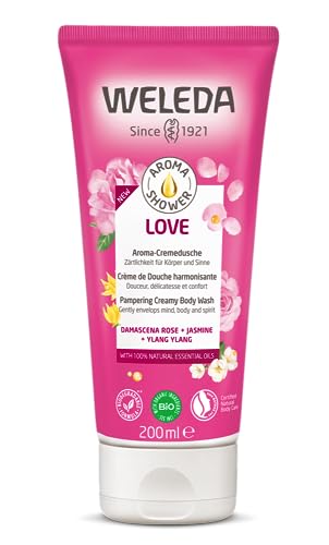 WELEDA Bio Love Duschgel vegan - Naturkosmetik Aroma Shower Duschseife für Frauen & Männer mit Rose, Jasmin & Ylang Duft, Natürliche Hautpflege Dusche zur Reinigung von Gesicht & Körper (1x 200ml) von WELEDA