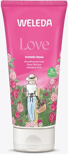 WELEDA Bio Love Duschgel vegan - Naturkosmetik Aroma Shower Duschseife für Frauen & Männer mit Rose, Jasmin & Ylang Duft, Natürliche Hautpflege Dusche zur Reinigung von Gesicht & Körper (1x 200ml) von Weleda