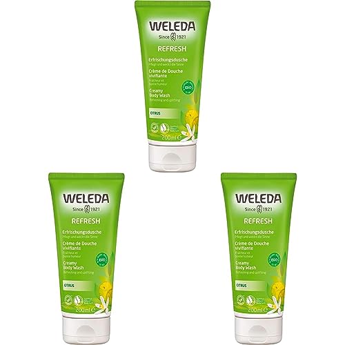 WELEDA Bio Refresh Duschgel vegan - Naturkosmetik Citrus Duschseife für Frauen & Männer mit Zitrone/Orange Duft - Natürliche Hautpflege Dusche zur Reinigung von Gesicht & Körper (1x 200ml) von WELEDA