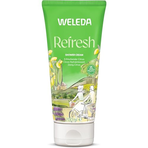 WELEDA Bio Refresh Duschgel vegan - Naturkosmetik Citrus Duschseife für Frauen & Männer mit Zitrone / Orange Duft - Natürliche Hautpflege Dusche zur Reinigung von Gesicht & Körper (1x 200ml) von Weleda