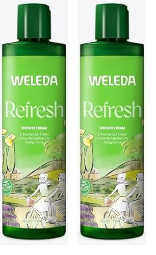 WELEDA Bio Refresh XL Duschgel vegan - Naturkosmetik Citrus Duschseife für Frauen & Männer mit Zitrone/Orange Duft - Natürliche Hautpflege Dusche zur Reinigung von Gesicht & Körper (1x 400ml) von WELEDA
