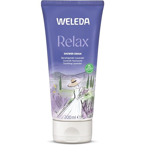 WELEDA Bio Relax Duschgel vegan - Naturkosmetik Aroma Shower Duschseife für Frauen & Männer mit Lavendel / Bergamotte Duft, Natürliche Hautpflege Dusche zur Reinigung von Gesicht & Körper (1x 200ml) von Weleda