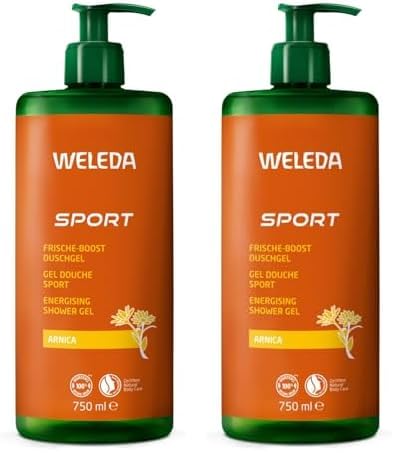 WELEDA Bio Sport XXL Duschgel vegan - Naturkosmetik Arnika Dusche für Frauen & Männer mit Rosmarin/Lavendel Duft - Hautpflege Duschseife mit Pumpspender zur Gesicht & Körper Reinigung (1x 750ml) von WELEDA