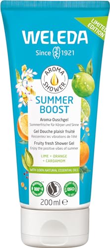 WELEDA Bio Summer Boost Duschgel vegan - Naturkosmetik Aroma Shower Duschseife für Frauen & Männer mit Orange, Limette & Kardamom Duft - Natürliche Dusche zur Reinigung von Gesicht & Körper (200ml) von WELEDA