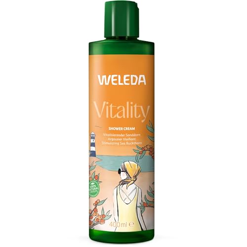 WELEDA Bio Vitality XL Duschgel vegan - Naturkosmetik Sanddorn Dusche für Frauen & Männer mit Grapefruit / Sandelholz Duft - Natürliche Hautpflege Duschseife zur täglichen Reinigung (1x 400ml) von Weleda