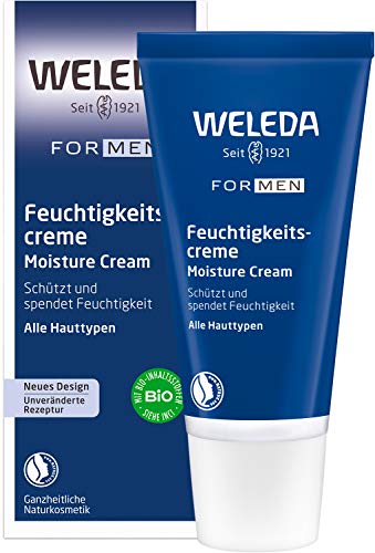 WELEDA Bio FOR MEN Feuchtigkeitscreme – frische Naturkosmetik Männer Gesichtscreme Hautpflege für trockene & empfindliche Haut. Schnell einziehende Herren Gesichtspflege mit Jojobaöl & Sesamöl (30ml) von WELEDA