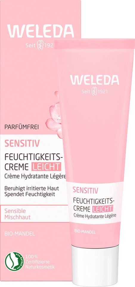 WELEDA Gesichtspflege Weleda Sensitiv Feuchtigkeitscreme Leicht Mandel, für alle Hauttypen, parfümfrei, spendet intensive Feuchtigkeit von WELEDA