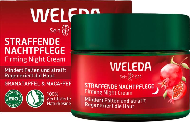 WELEDA Gesichtspflege Weleda Straffende Nachtpflege Granatapfel & Maca-Peptide, mindert Falten und strafft, regeneriert die Haut über Nacht von WELEDA