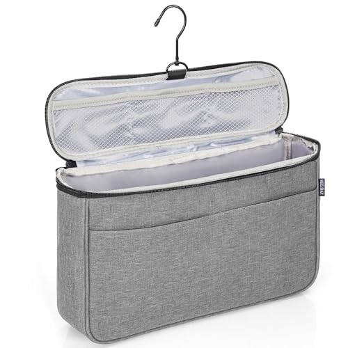 WELIDAY Reise-Aufbewahrungstasche, kompatibel mit Dyson Airwrap Styler, tragbarer Reise-Organizer für Lockenwickler und Befestigung mit mehreren Taschen, Grau, Oben offenes Design von WELIDAY