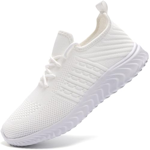 WELLACE Sneaker Herren Sommerschuhe Slip on Turnschuhe Hallenschuhe Sportschuhe Laufschuhe Joggingschuhe Fitnessschuhe Atmungsaktiv Gym Tennisschuhe Schuhe Weiße 42 EU von WELLACE