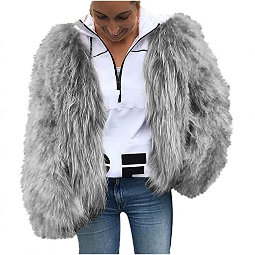 Rioge Kunstfelljacke für Damen Winter Warm Jacke aus Kunstpelz Langarm Cardigan Mantel Frauen Einfarbige Fleecejacke Winterjacke Plüschmantel Kunstfell Jacke Damen Parka Übergangsjacke Elegant von WELLDAY