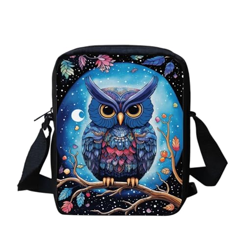 WELLFLYHOM Benutzerdefinierte Kleine Umhängetasche Umhängetasche für Frauen Kinder Telefon Handtaschen, 1 Cartoon-Eule von WELLFLYHOM