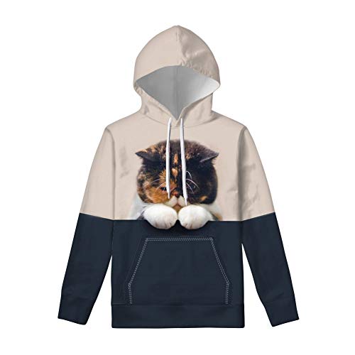 WELLFLYHOM Damen Sweatshirts Pullover Hoodies Teens Sportbekleidung Herbst Tops, Katze, S von WELLFLYHOM