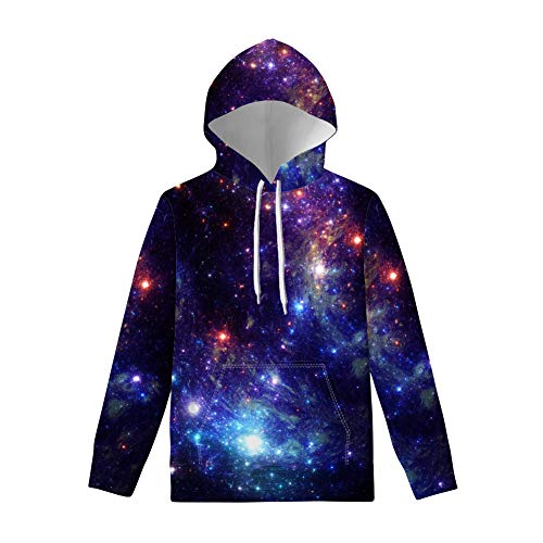 WELLFLYHOM Kapuzenpullover mit Kordelzug, süß, langärmelig, modisch, Sweatshirts für Damen, Teenager, Mädchen, Hooeded Pullover, Größe XS-4XL, Violetter Galaxie-Stern., XX-Large von WELLFLYHOM