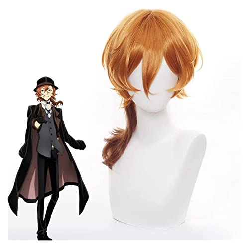 WELLHY Anime Cosplay Perücke Bungo Stray Dogs Perücke Nakahara Chuuya Perücke orange langes Haar mit gratis Perückenkappe for Halloween Party Karneval Nachtleben Konzerte Hochzeiten Coser Perücke von WELLHY