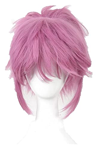 WELLHY Anime Cosplay Perücke Hunter x Hunter Machi Cosplay Rosa Perücke Actionfigur Hitzebeständiges Faserhaar + Perückenkappe Halloween Party Männer Frauen for Party Coser Perücke von WELLHY