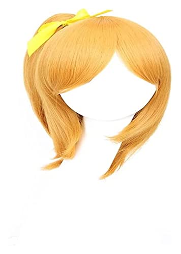 WELLHY Anime Cosplay Perücke LoveLive Perücke Gelb Kurze Pferdeschwanz Perücke for Honoka Kousaka Rollenspiel Perücken mit Perückenkappe for Party Täglich Halloween Coser Perücke von WELLHY
