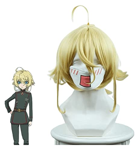 WELLHY Anime Cosplay Perücke Tanya von Degurechaff Perücke Blondes kurzes Flauschiges Haar Rollenspiel Perücken mit Perückenkappe for Party Täglich Halloween Coser Perücke von WELLHY